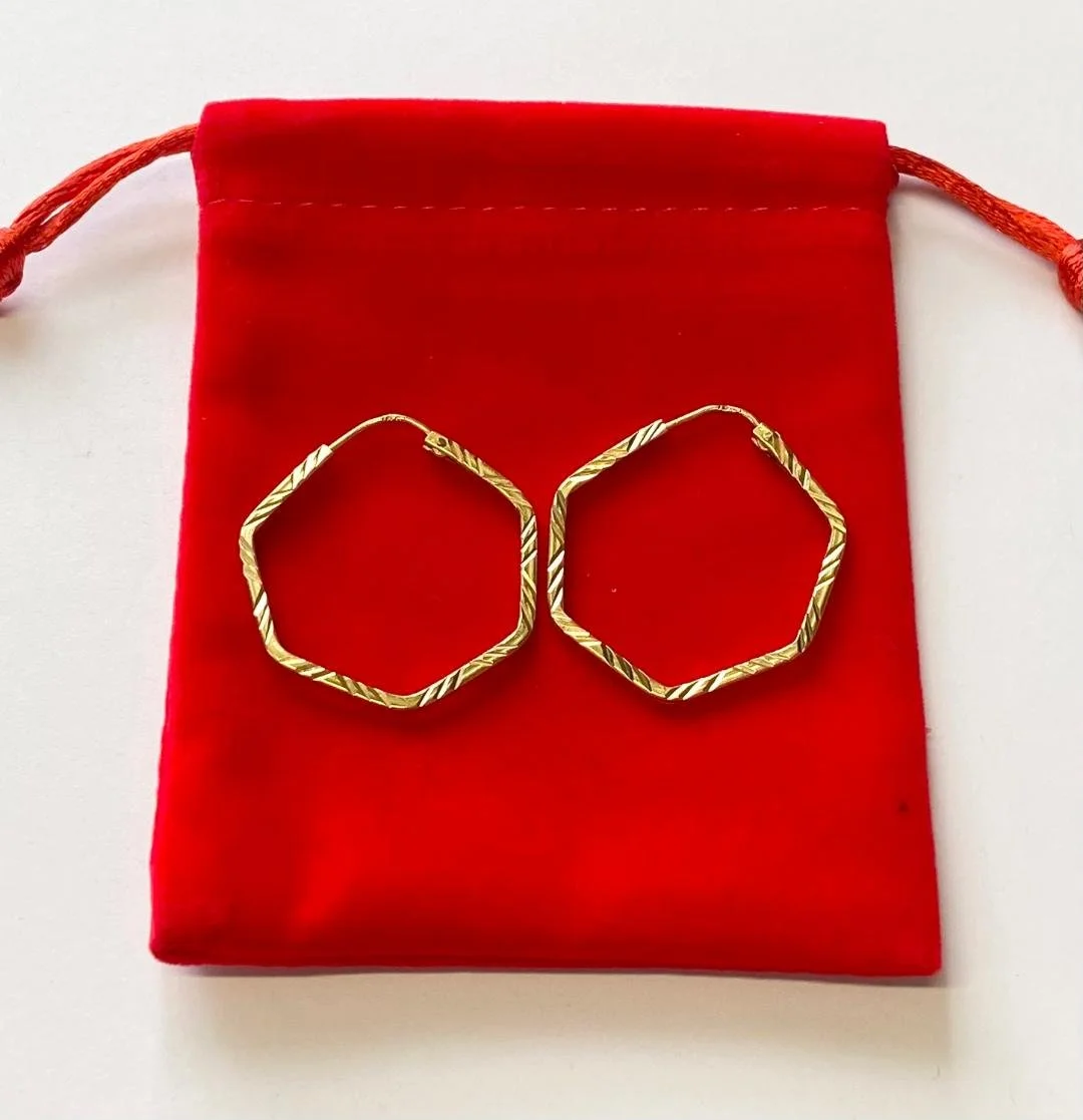 VINTAGE 18ct GOLD LEVER BACK HOOP EARRINGS