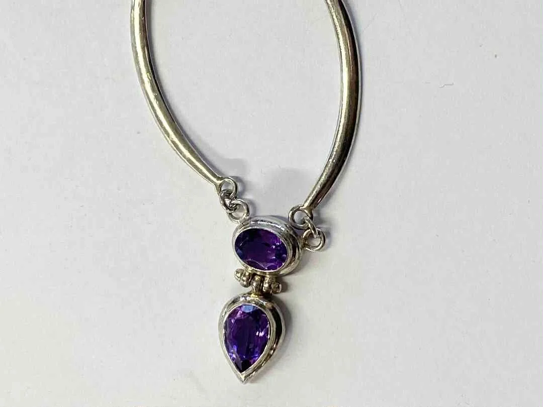 SUPERB QUALITY VINTAGE SILVER & AMETHYST NECKLACE