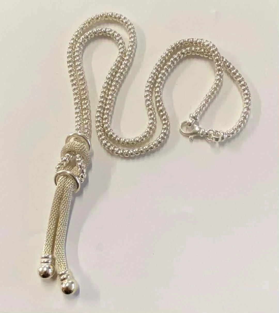 STUNNING SILVER LARIAT CHAIN NECKLACE ITALIAN DESIGNER