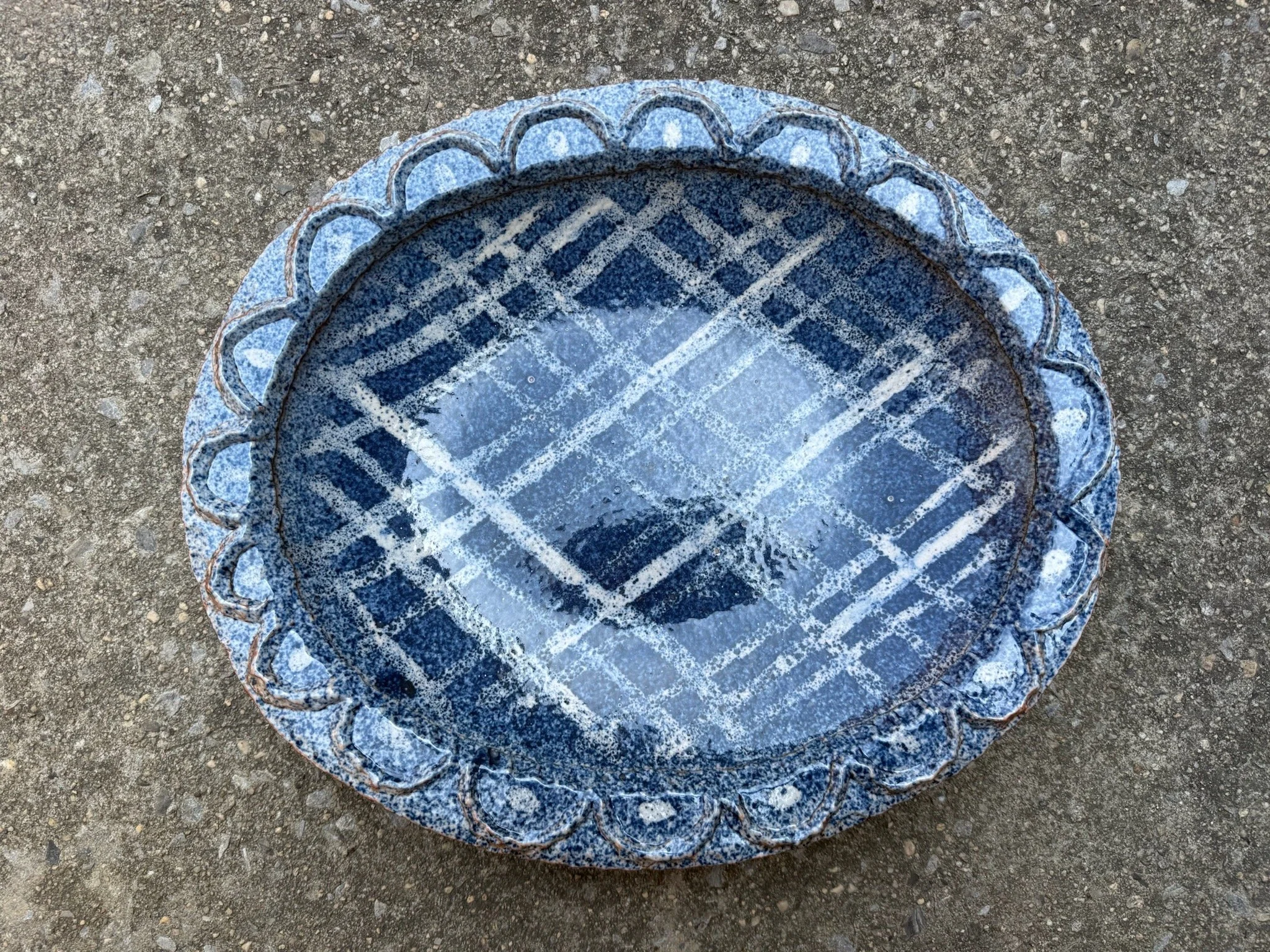 Large Serving Platter with Scalloped Rim Detail