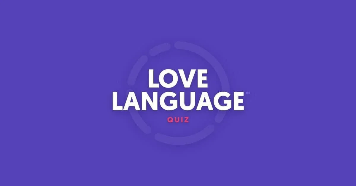 Screenshot of a quiz game titled 'Love Language Quiz' on a purple background.