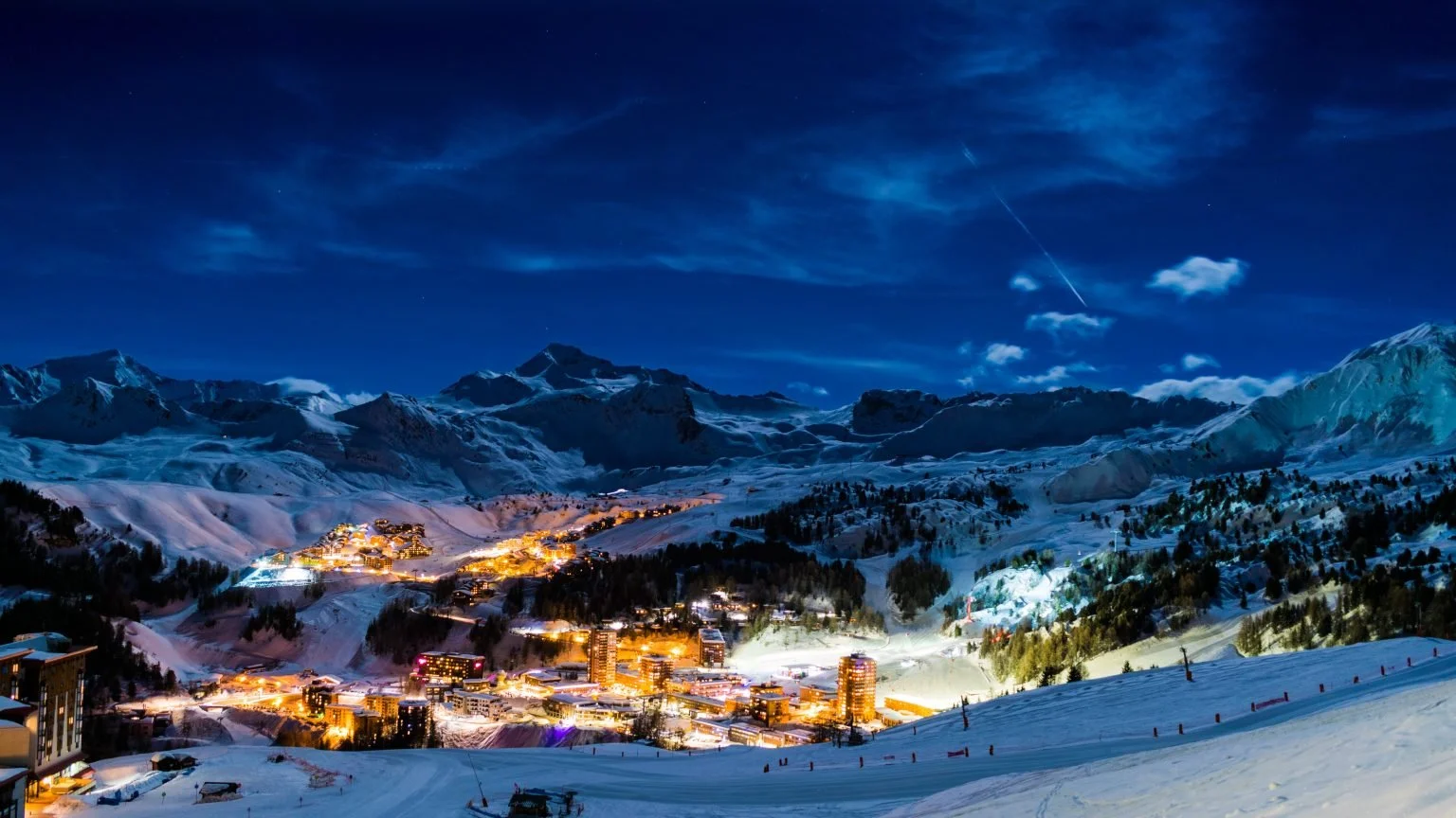 Photo La Plagne de nuit hiver