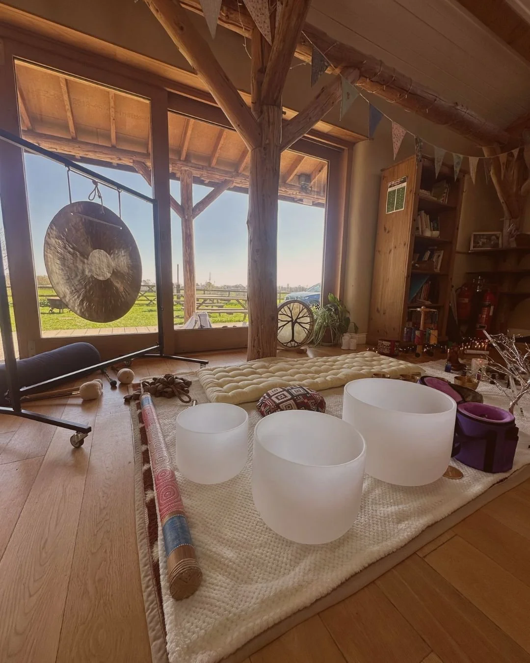 Sound bath at a day retreat in shropshire