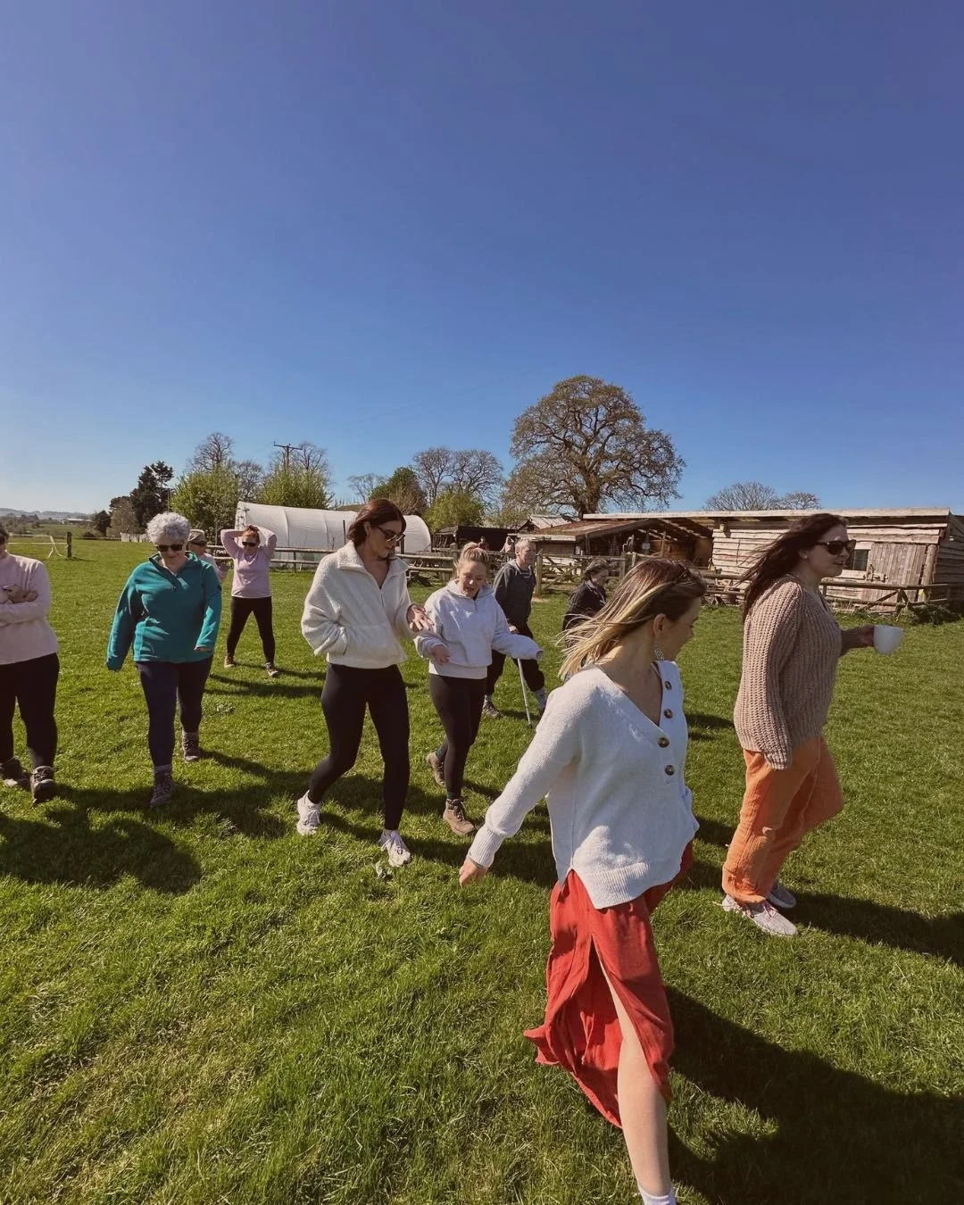 Yoga retreat participants hiking in Shropshire