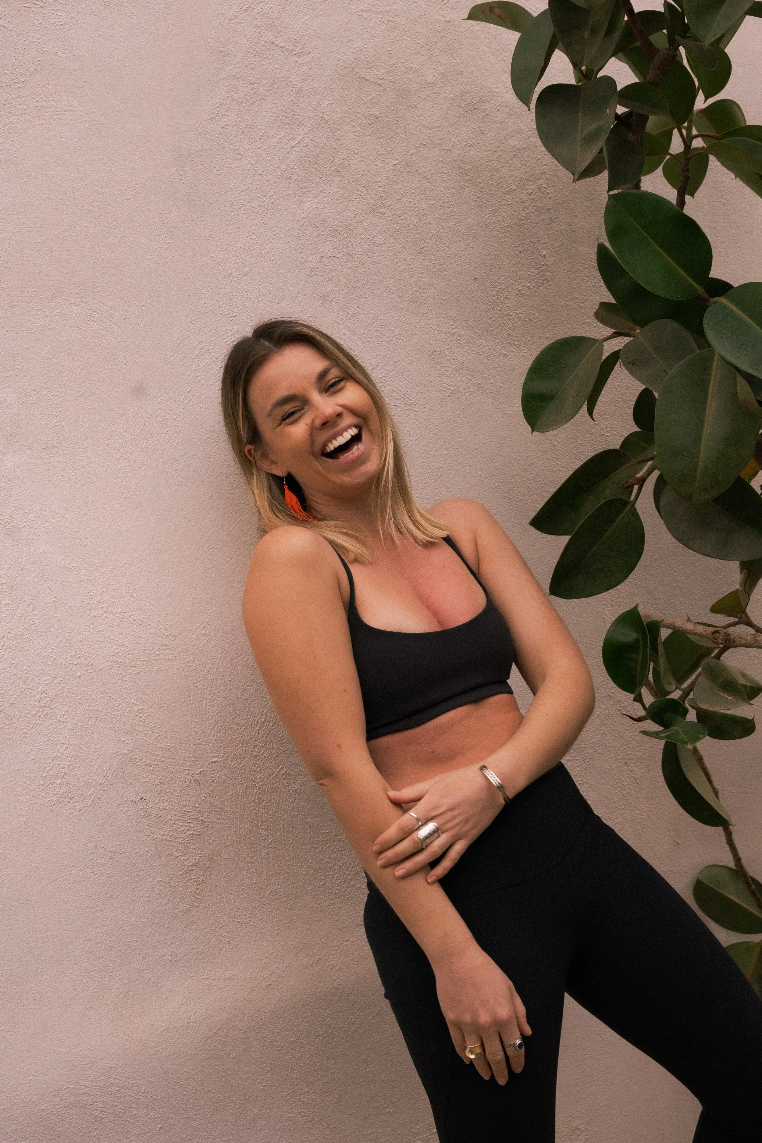 Angharad leading  yoga outdoors during a retreat