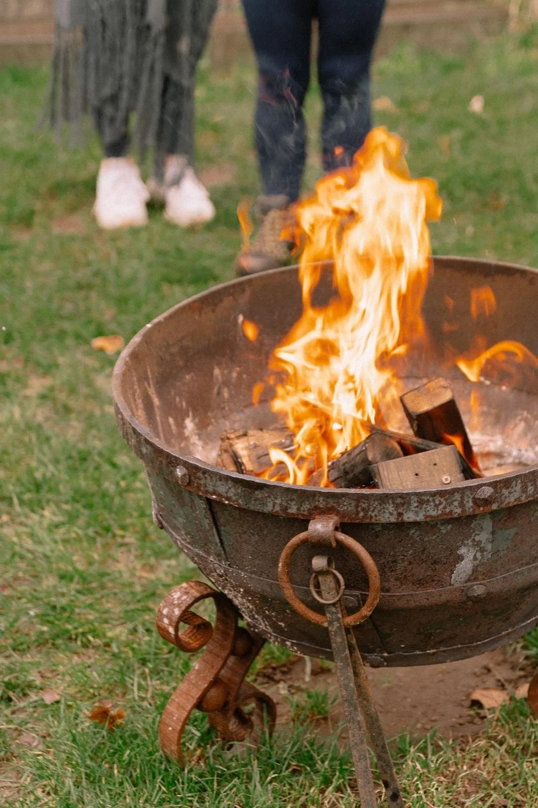 Burn Ceremony at an autumnal day retreat in the shropshire countryside 