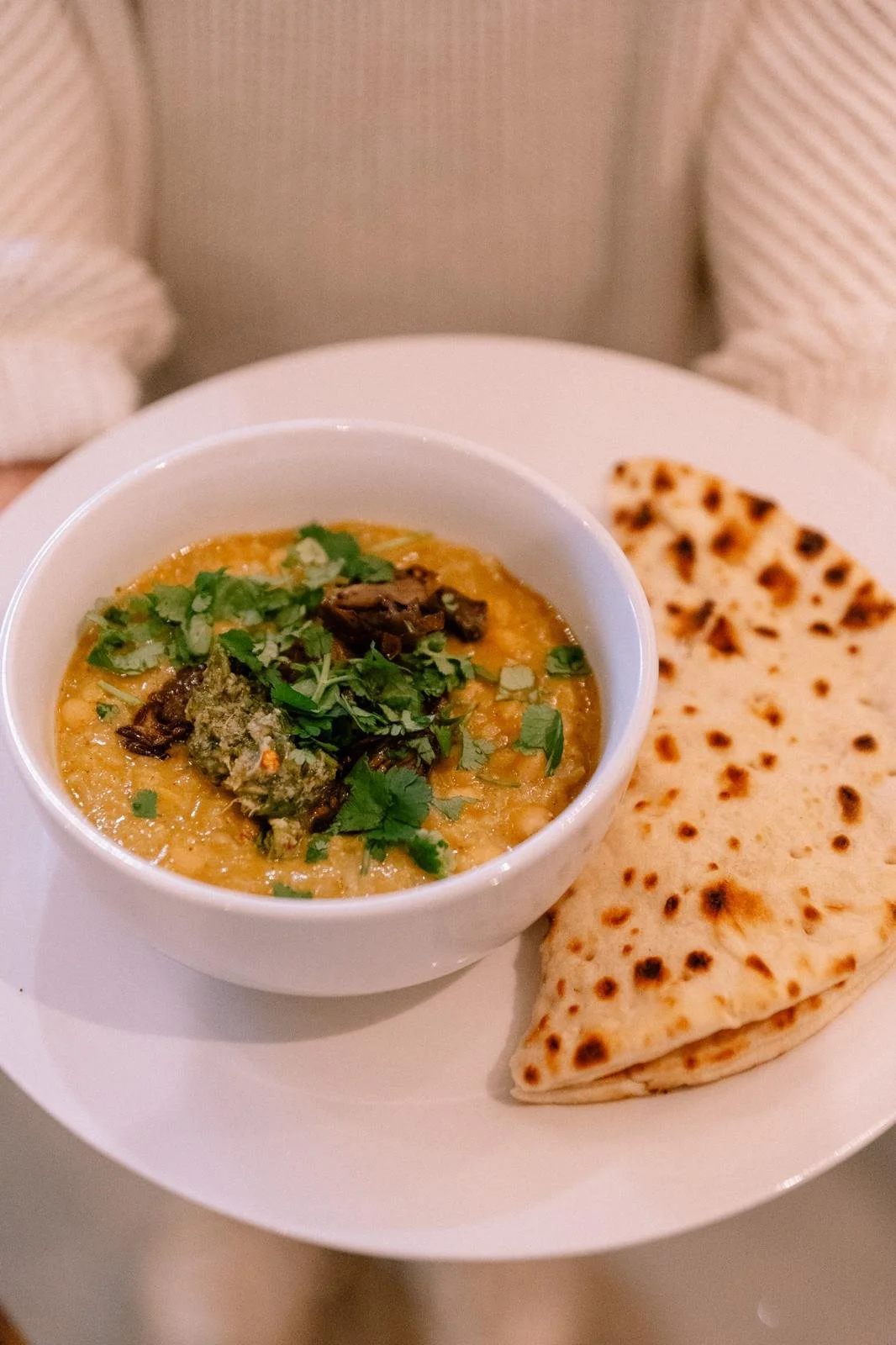 Warming homemade lunch on yoga retreat