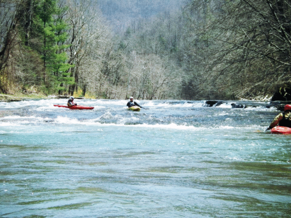 Barney Lilly and Justin Simmons heading down the PXRapids during Wildwater Weekend