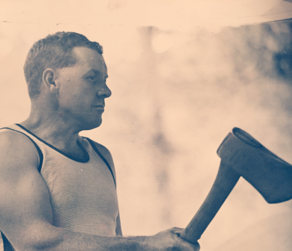 Arden Cogar Sr. pictured at the beginning of his lumberjacking career.