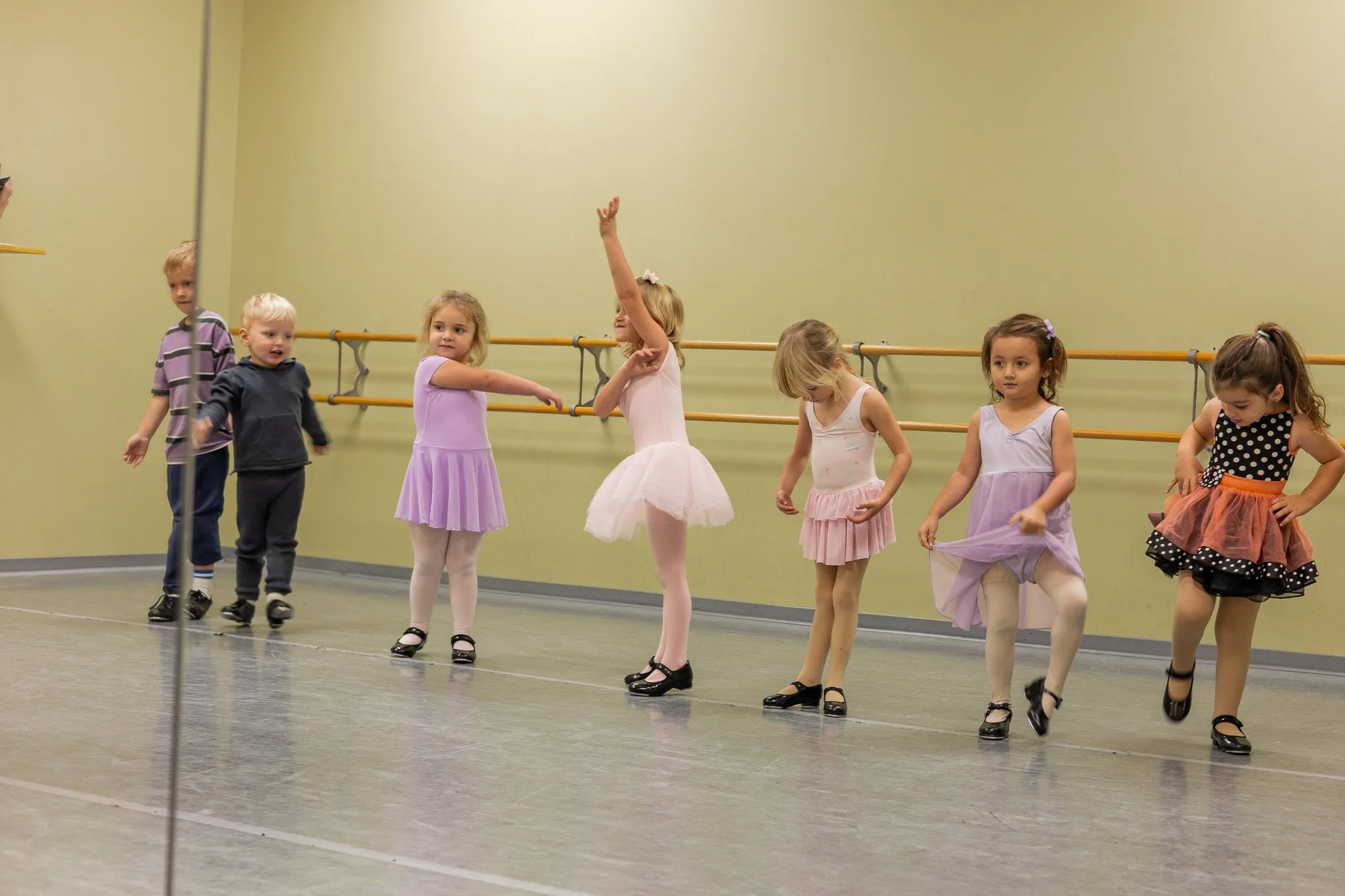 young dancers lined up in class