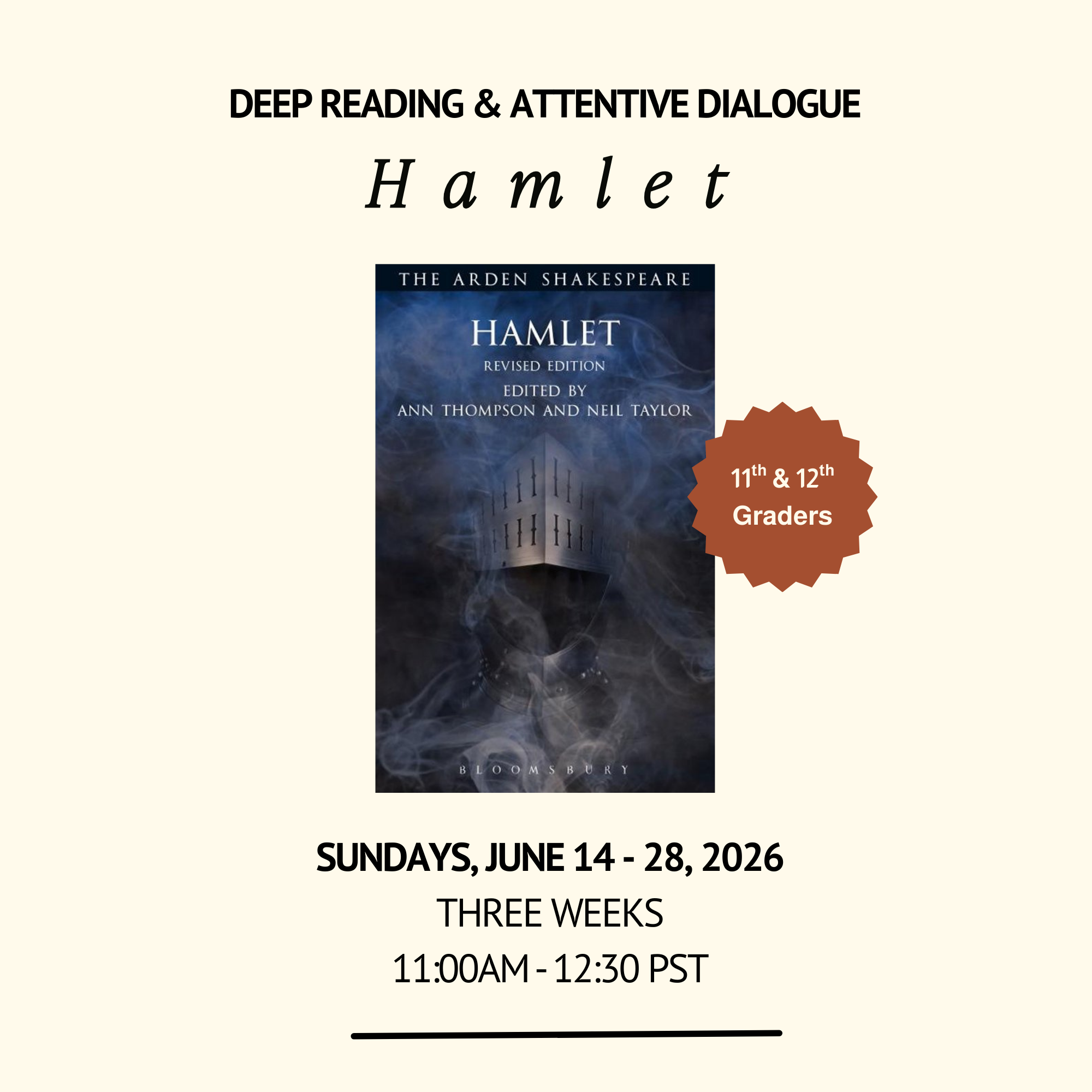 HAMLET — Grades 11 and 12: Three Sessions in June 2026 (Sundays)
