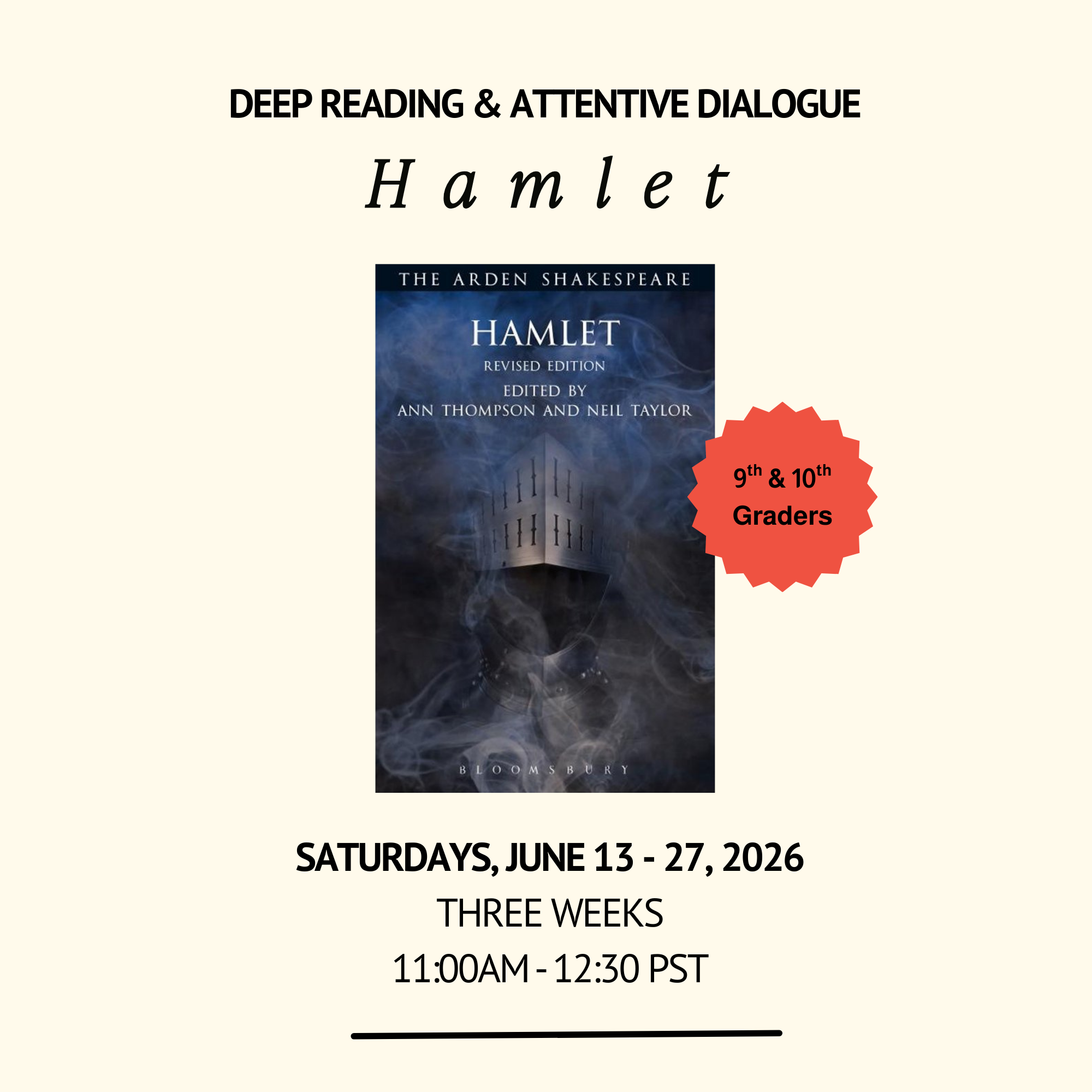HAMLET — Grades 9 and 10: Three Sessions in June 2026 (Saturdays)