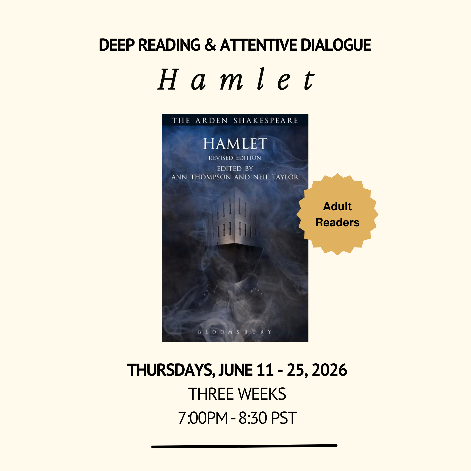 HAMLET — Adults: Three Sessions in June 2026 (Thursdays)