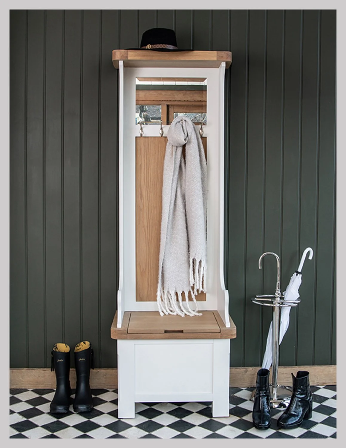 Claremont Hall Unit with Bench Mirror and 5 Coat Hooks