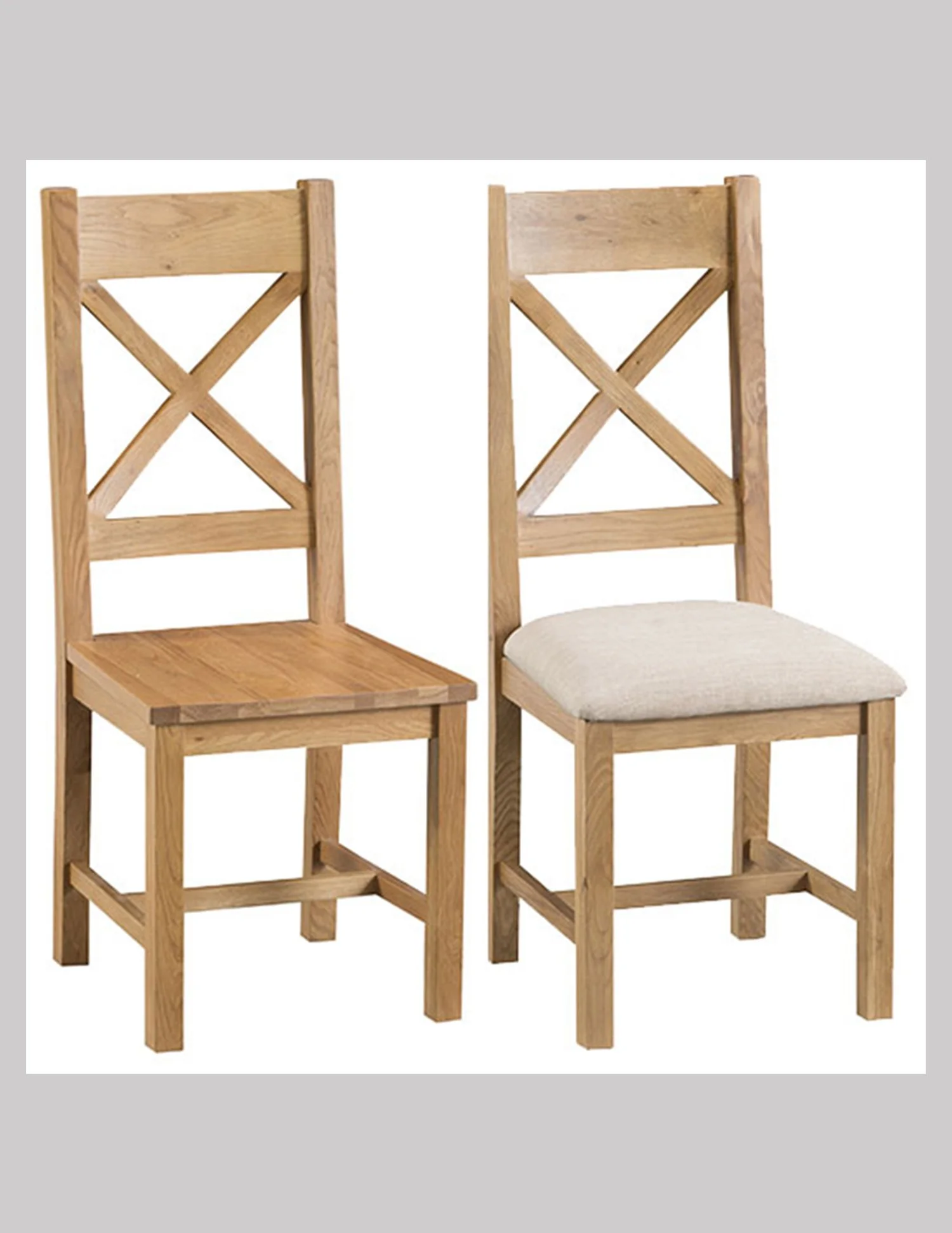 Pair of Country Oak Cross Back Dining Chairs