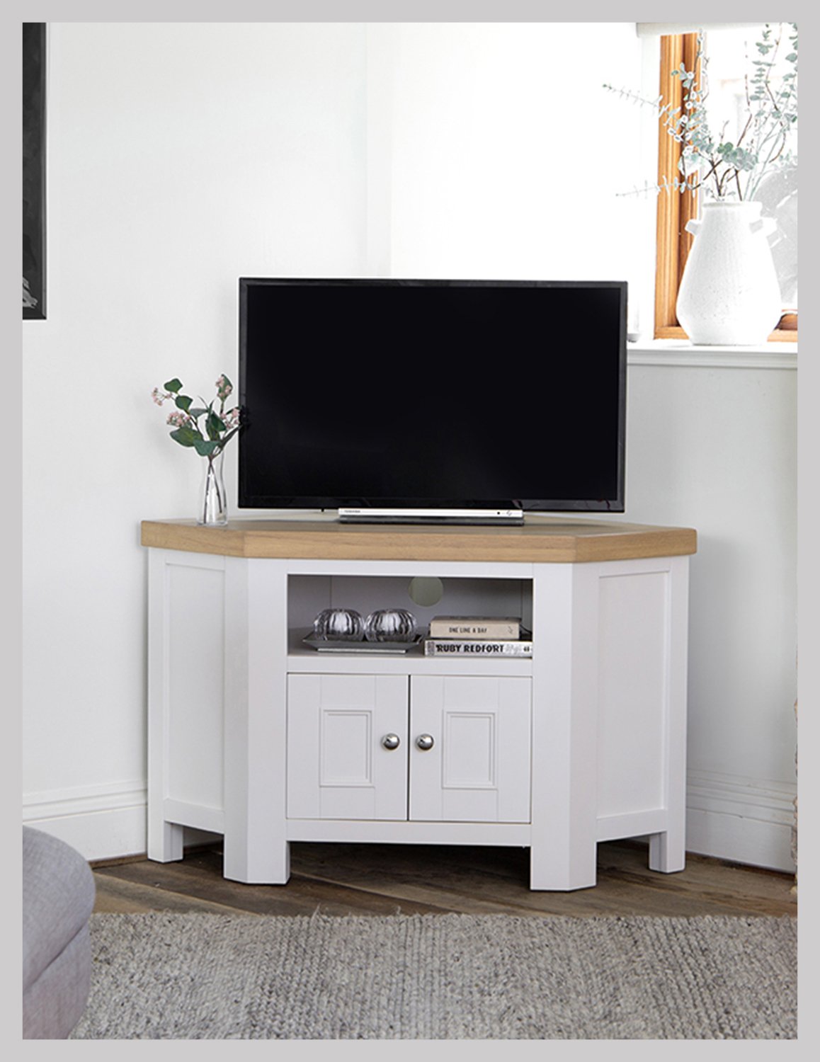 Claremont Corner TV Unit with Soft Close Doors and Shelf