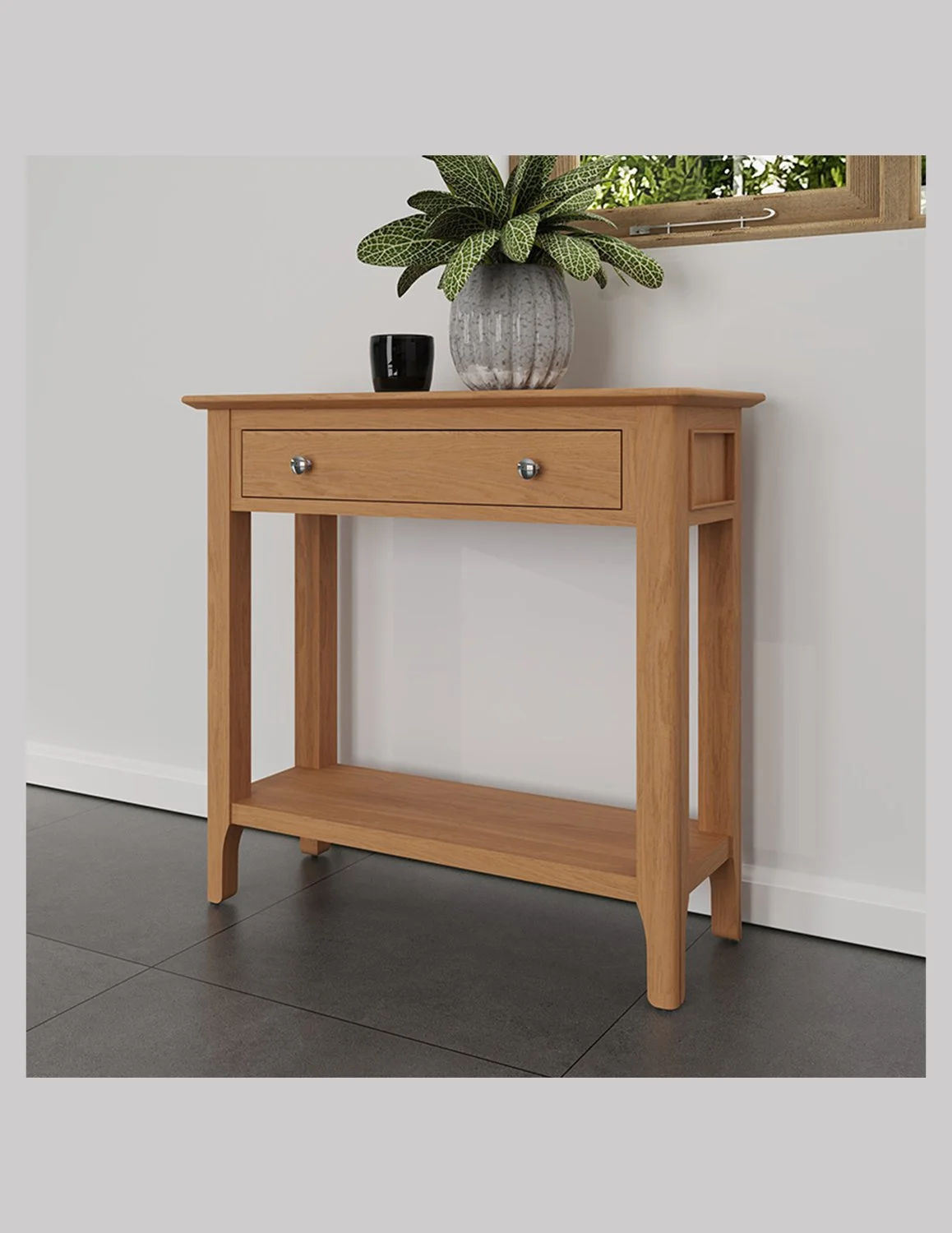 Nordic Oak 1 Drawer Console Table with Shelf