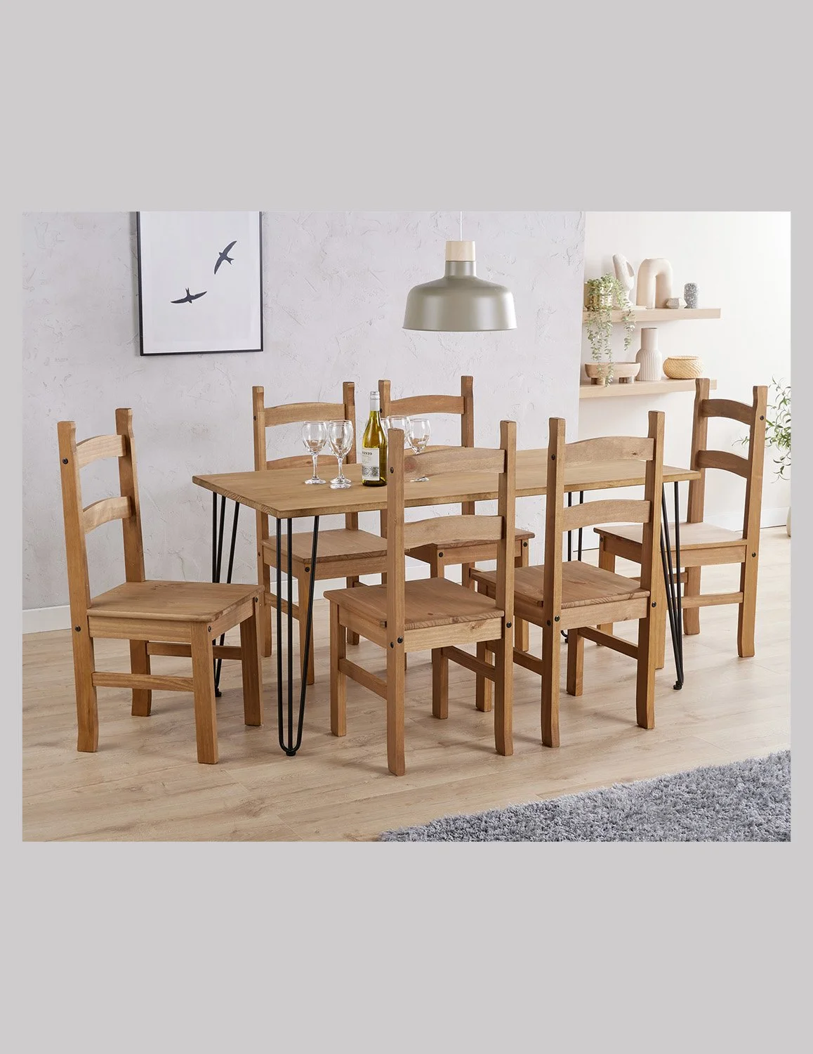 Pair of Solid Pine Ladderback Dining Chairs