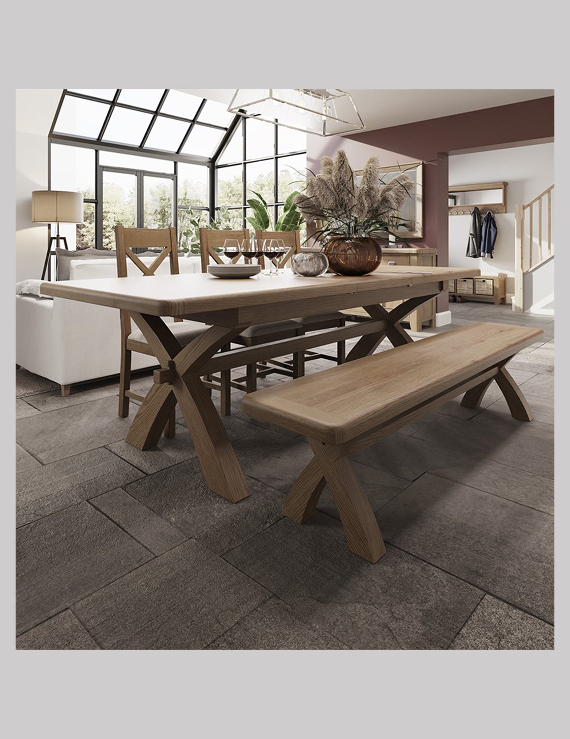 Homestead Smoked Oak Extending Dining Tables