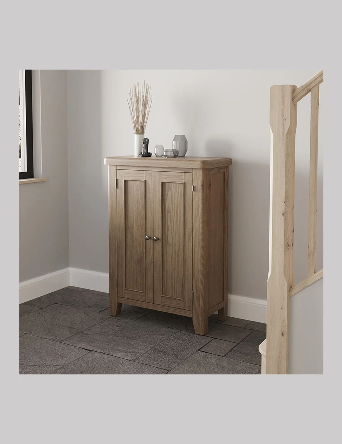 Homestead Smoked Oak Shoe Cupboard with 4 Shelves
