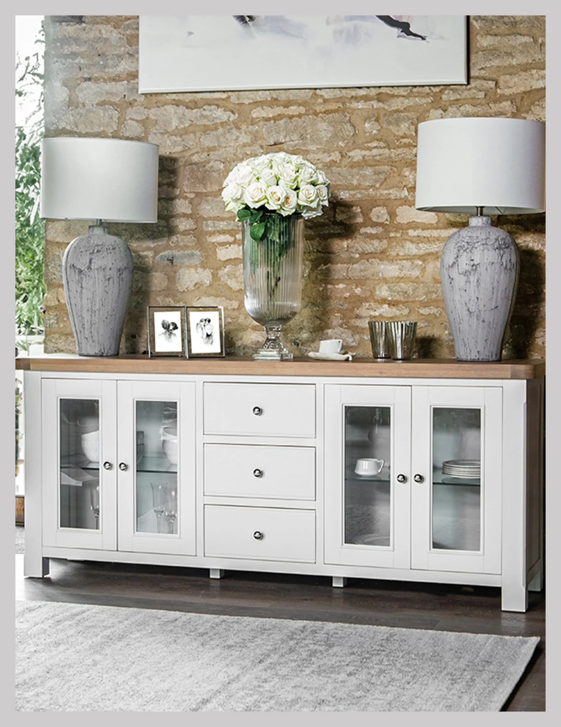 Claremont 4 Door Sideboard with 3 Centre Drawers