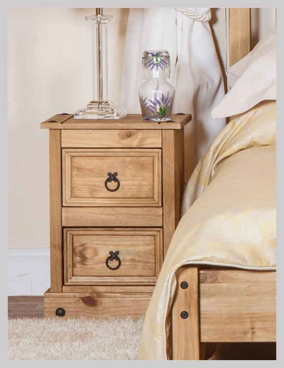 Premium Corona Pine 2 Drawer Petite Bedside Cabinet