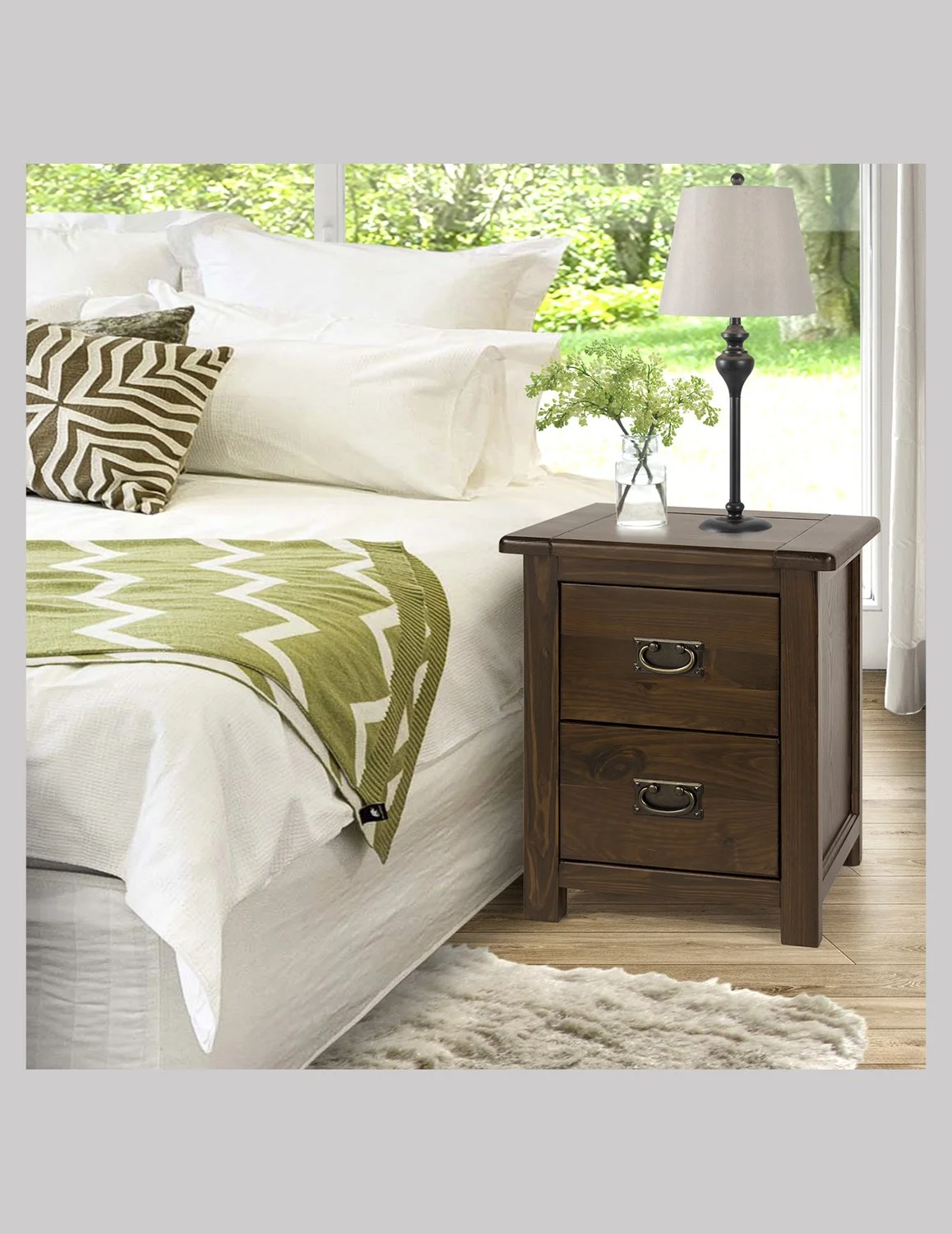 Boston 2 Drawer Bedside