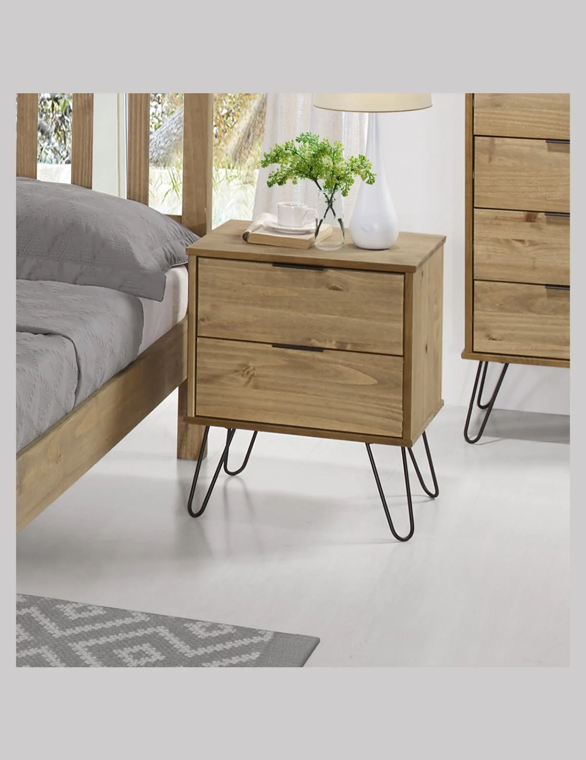 Augusta Pine 2 Drawer Bedside