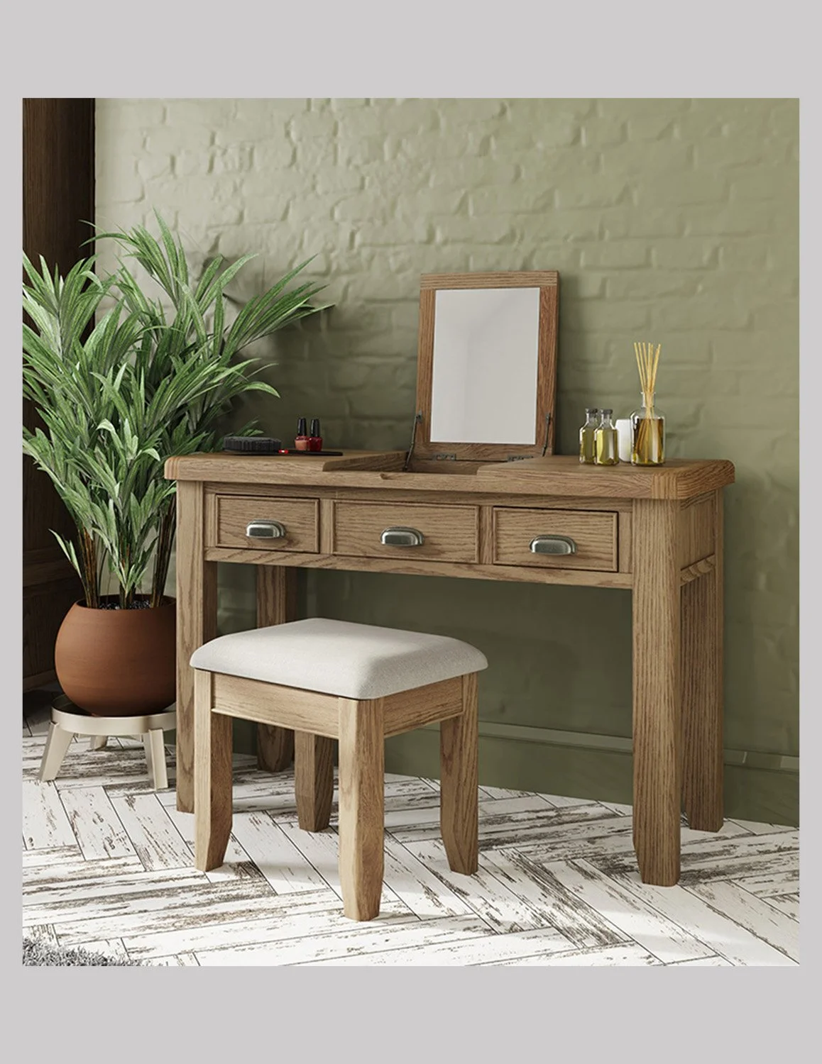 Homestead Smoked Oak Console Style Dressing Table