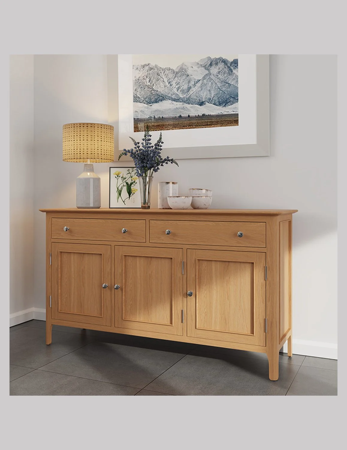 Nordic Oak 3 Door, 2 Drawer Sideboard