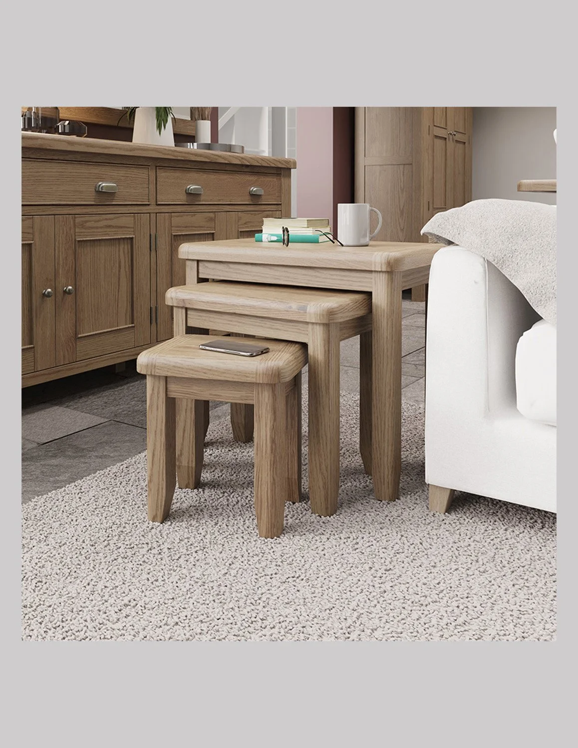 Homestead Smoked Oak Nests of Tables