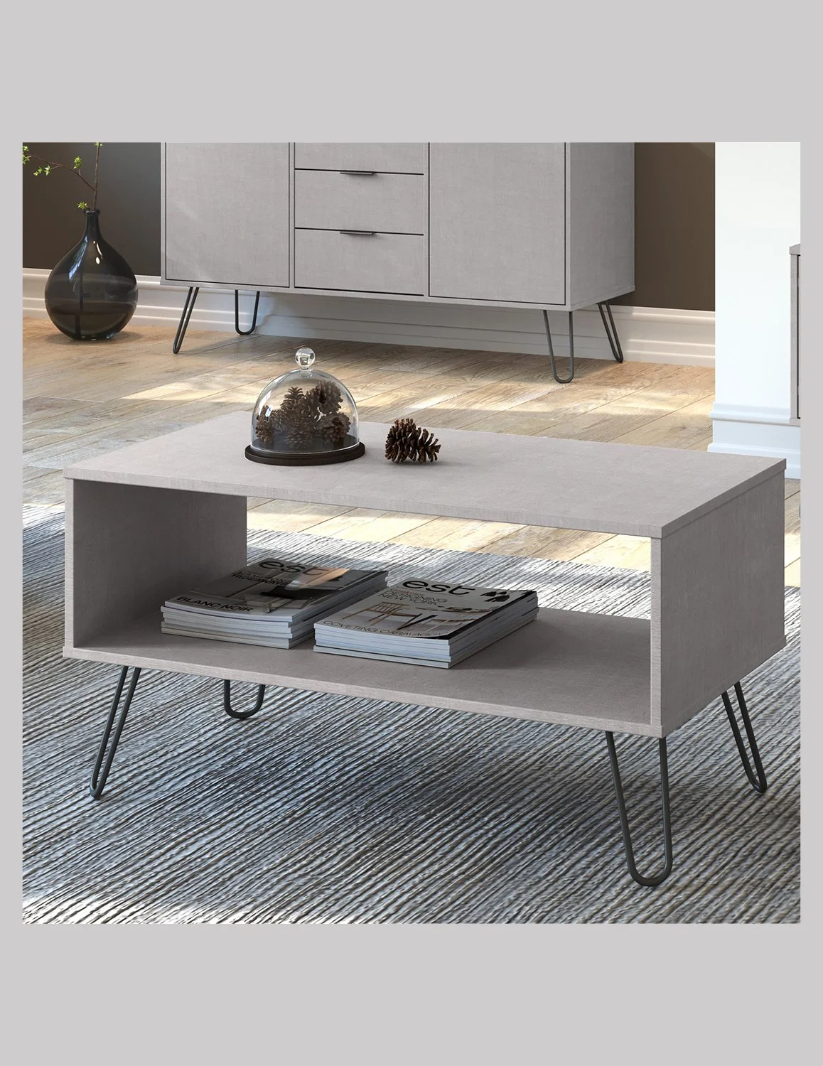 Augusta Grey Open Coffee Table with Shelf