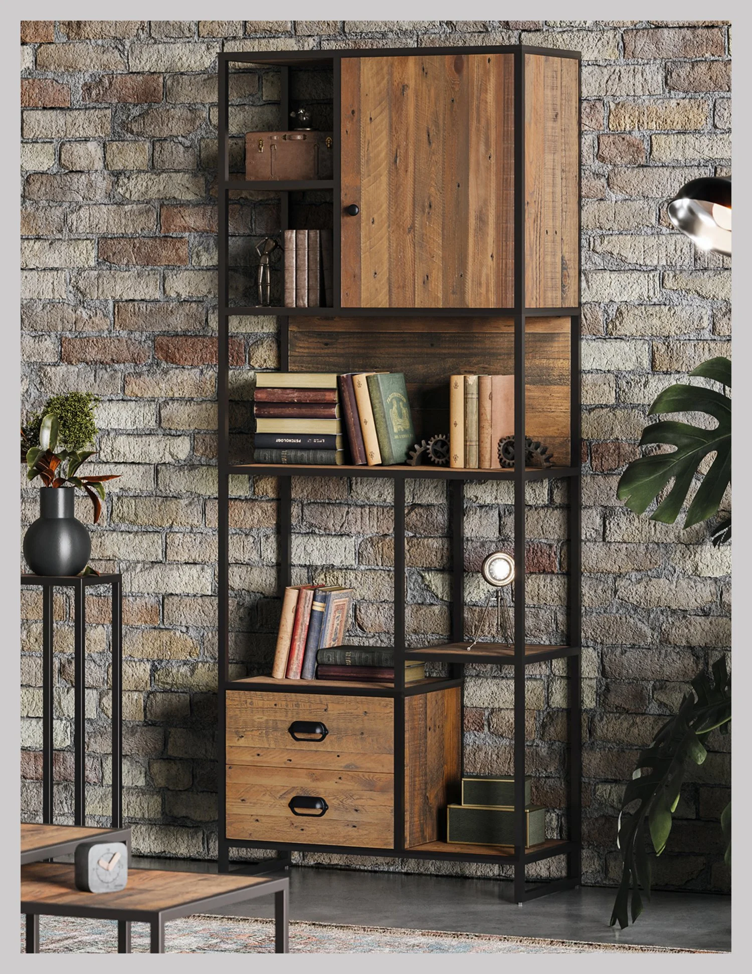 Kooky Tall Funky Bookcase with Two Cupboards