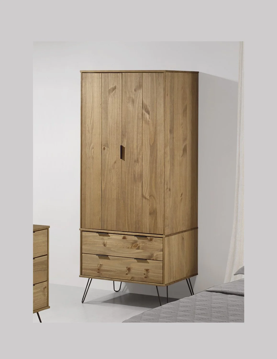 Augusta Pine 2 Door, 2 Drawer Wardrobe