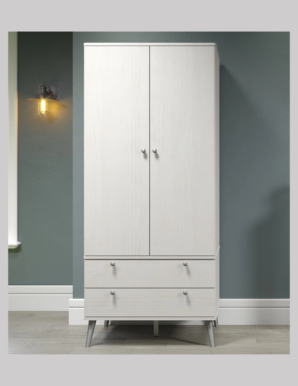 Augusta Curve 2 Door 2 Drawer Wardrobe