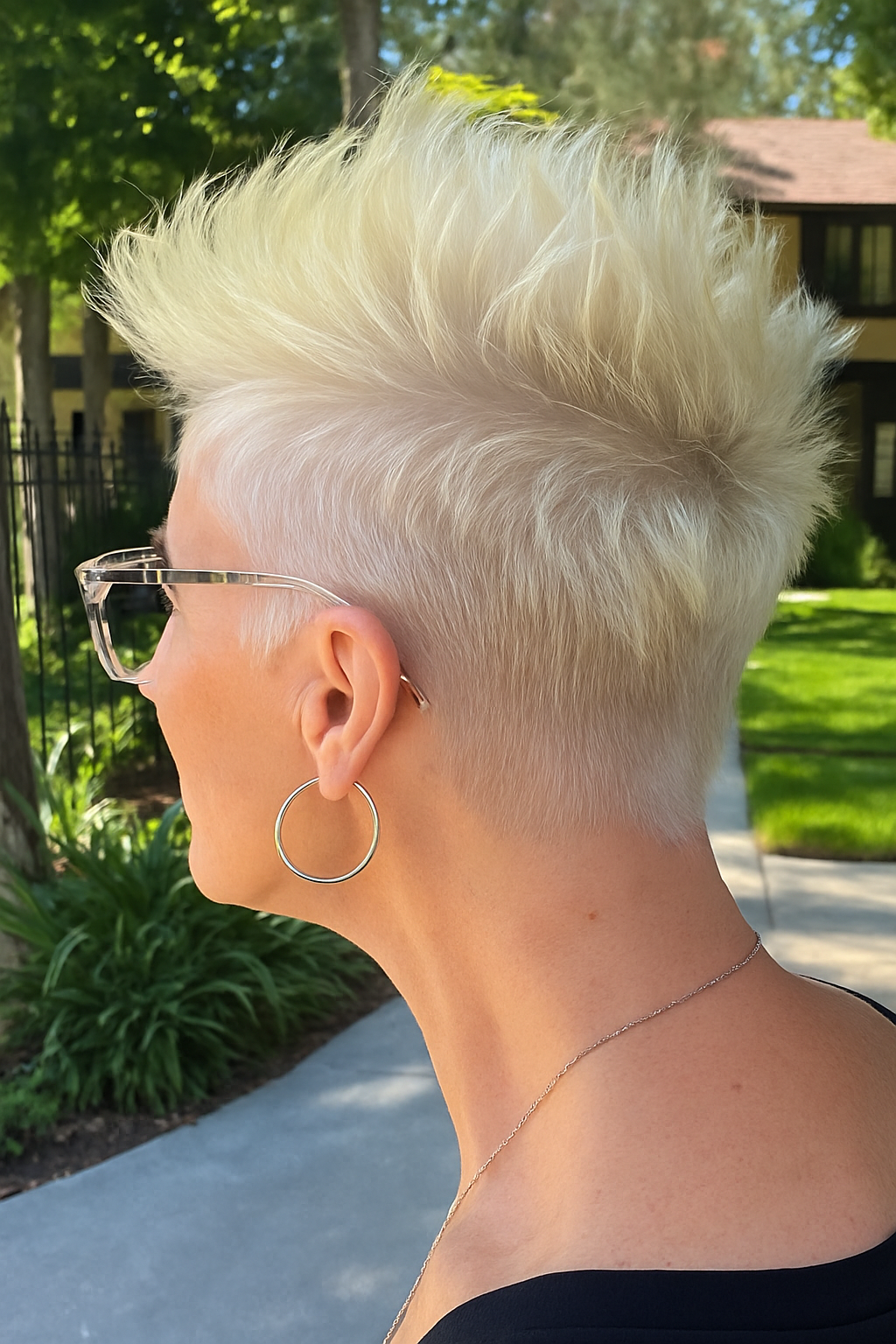 Short blonde spiky hair