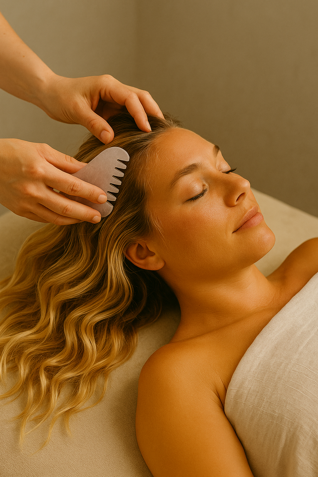 massage du cuir chevelu crâne relaxant gua sha