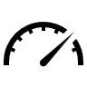 Motiv-Zeiger auf einem analogen Tachometer, zeigt auf etwa 60