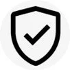 Abbild eines Schildes mit Häkchen, symbolisiert Sicherheit oder Schutz.
