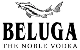 Logo featuring a fish illustration above the text 'BELUGA' and the tagline 'THE NOBLE VODKA'