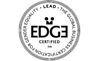 Edge Certified badge with a circular design and the words 'Gender Equality, Lead, The Global Business Certification, Trust, Quality' around the perimeter.