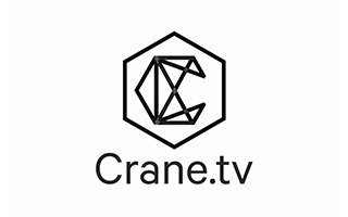 Logo of Crane.tv featuring a stylized geometric crane inside a hexagon