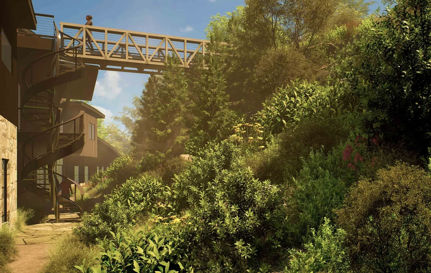 west-virginia-mountain-lodge-wooden-bridge-kimmel-architects.webp