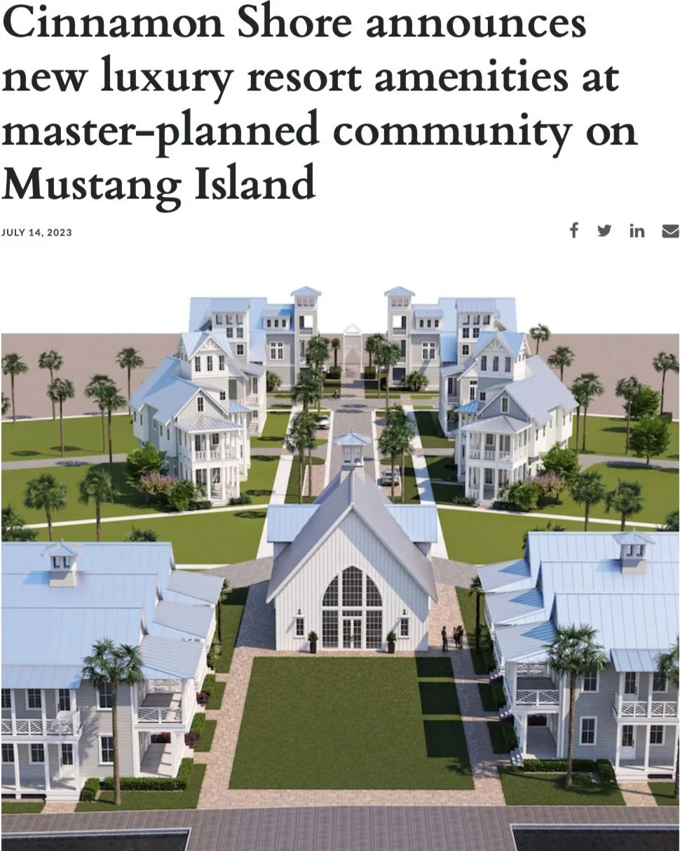 Kimmel Studio Architects master-planned community with multiple white buildings, surrounded by green lawns, palm trees, and paved walkways.