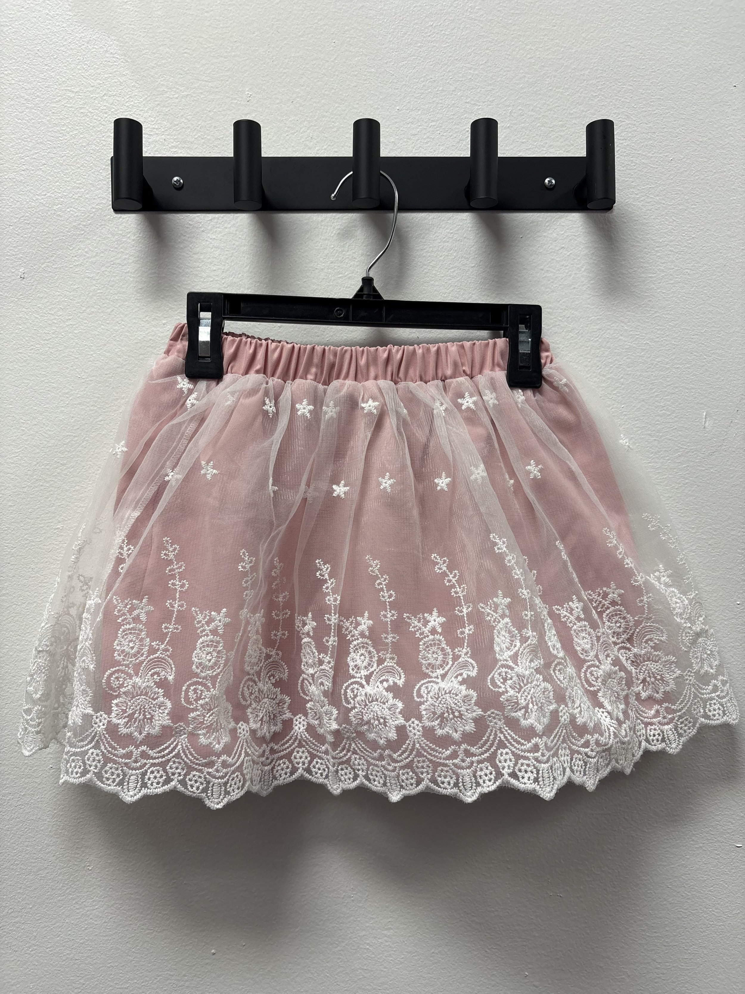 Pink and white embroidery eyelet