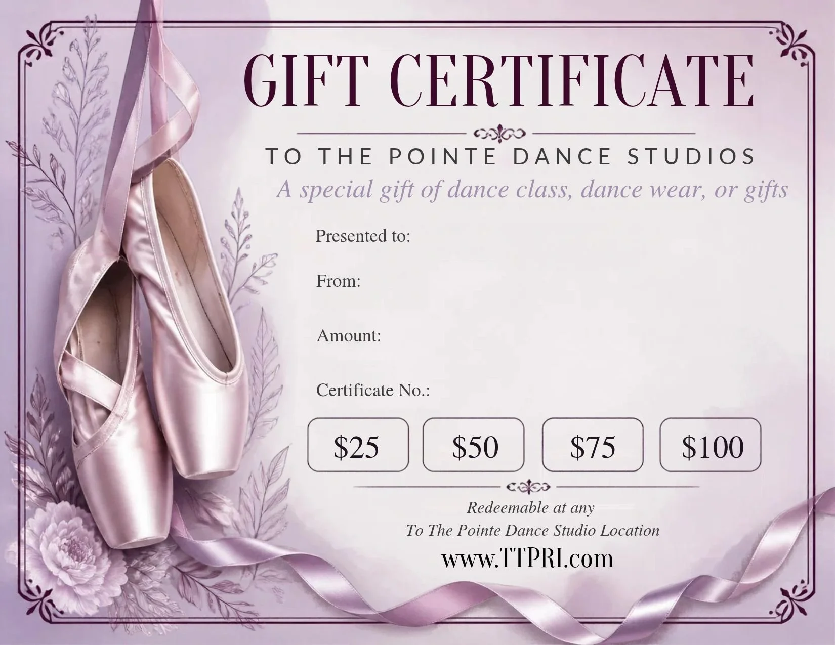 To The Pointe Dance Gift Certificate.jpg