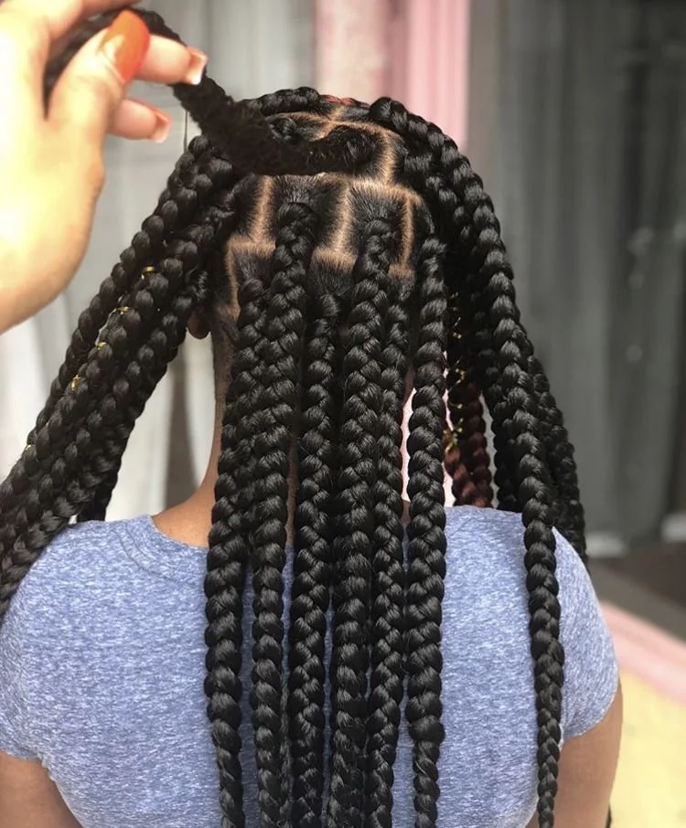 Jumbo Box Braids $100 and up depending on length.
