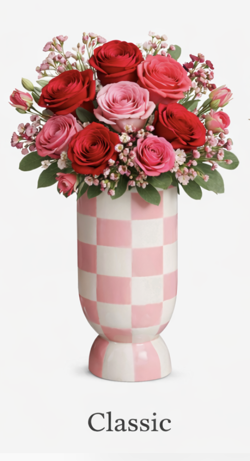 Pink Checkered Vase