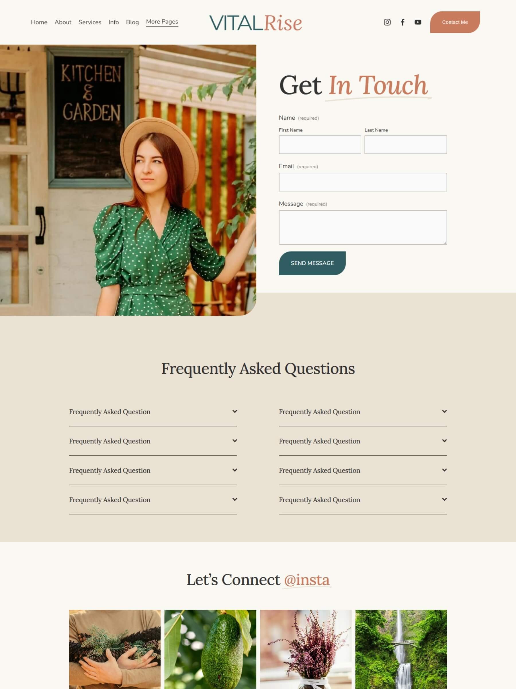 Screenshot of the contact page inside the Vital Rise Template