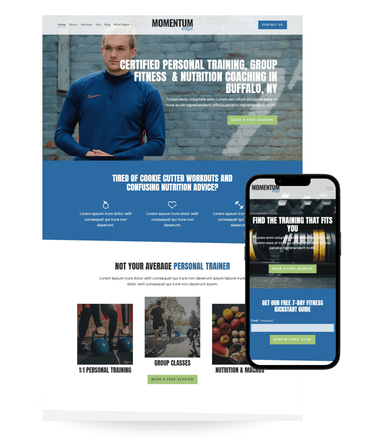 Momentum Edge Template Homepage and Mobile Phone View